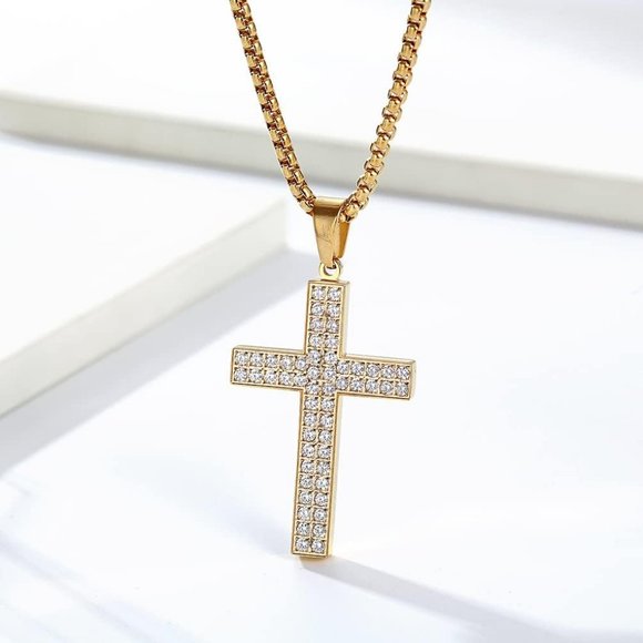 Men Stainless Steel Crucifix Cross Jesus Christ Pendant Necklace - Picture 8 of 9